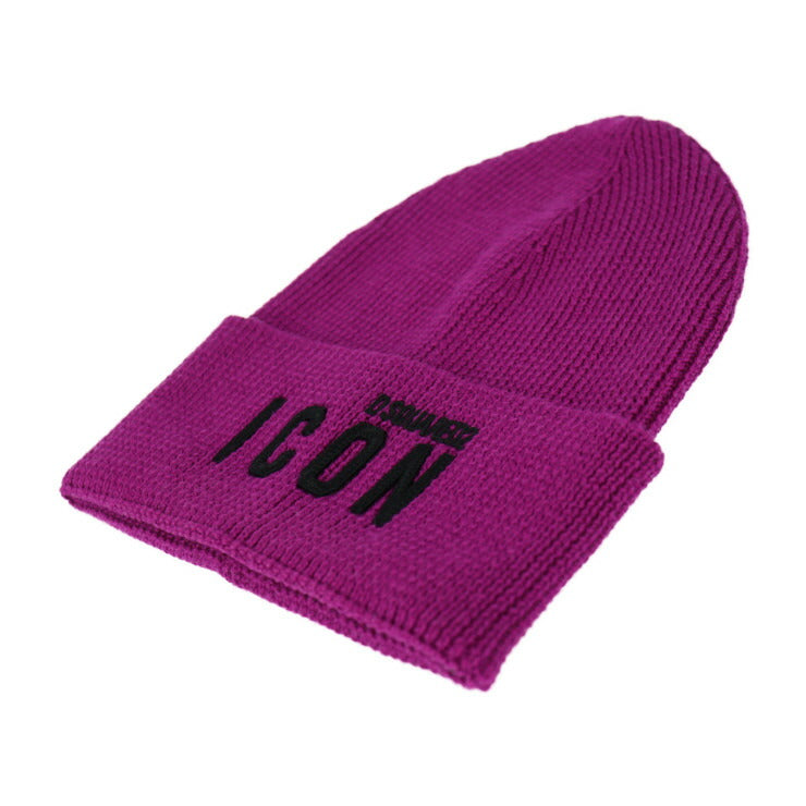 新品未使用展示品 DSQUARED2 ディースクエアード Icon Knit Beanie アイコン ニット ビーニー ニットキャップ KNW000101W04973M1638 ウール100％ パープル系 ニット帽
