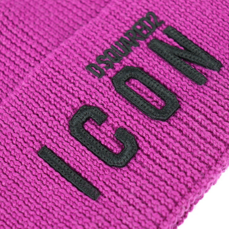新品未使用展示品 DSQUARED2 ディースクエアード Icon Knit Beanie アイコン ニット ビーニー ニットキャップ KNW000101W04973M1638 ウール100％ パープル系 ニット帽