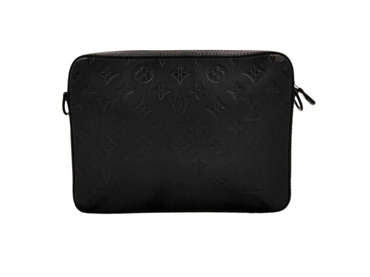 LOUIS VUITTON ルイヴィトン ショルダーバッグ モノグラム シャドウ デュオ メッセンジャー M69827 ブラック系 レザー メンズ 美品