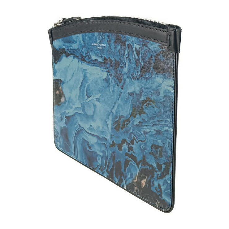 新品未使用展示品 dunhill ダンヒル クラッチバッグ デューク マーブル スモール ジップフォリオ DU19R3850MR472 ブルー レザー メンズ ポーチ セカンドバッグ