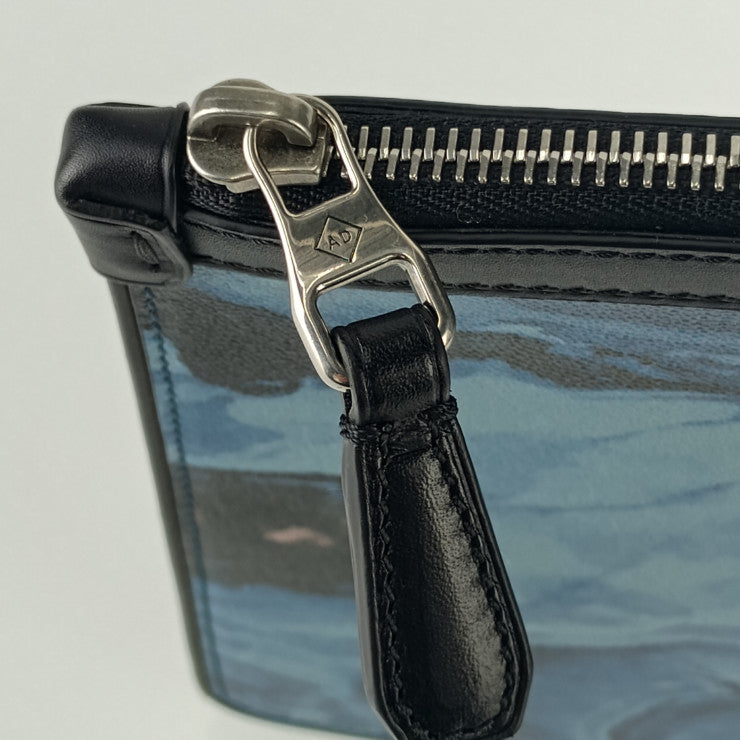 新品未使用展示品 dunhill ダンヒル クラッチバッグ デューク マーブル スモール ジップフォリオ DU19R3850MR472 ブルー レザー メンズ ポーチ セカンドバッグ