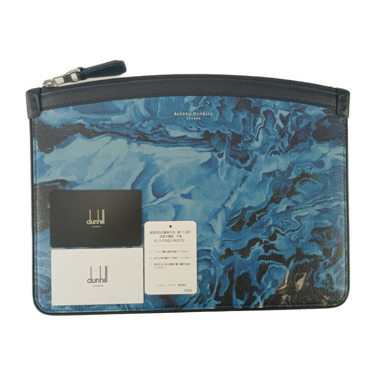 新品未使用展示品 dunhill ダンヒル クラッチバッグ デューク マーブル スモール ジップフォリオ DU19R3850MR472 ブルー レザー メンズ ポーチ セカンドバッグ