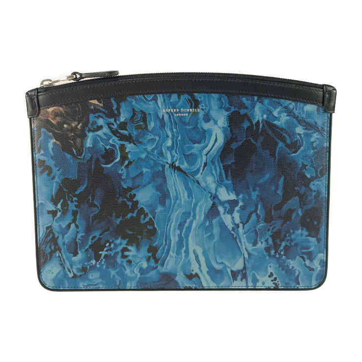 新品未使用展示品 dunhill ダンヒル クラッチバッグ デューク マーブル スモール ジップフォリオ DU19R3850MR472 ブルー レザー メンズ ポーチ セカンドバッグ