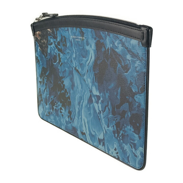 新品未使用展示品 dunhill ダンヒル クラッチバッグ デューク マーブル スモール ジップフォリオ DU19R3850MR472 ブルー レザー メンズ ポーチ セカンドバッグ