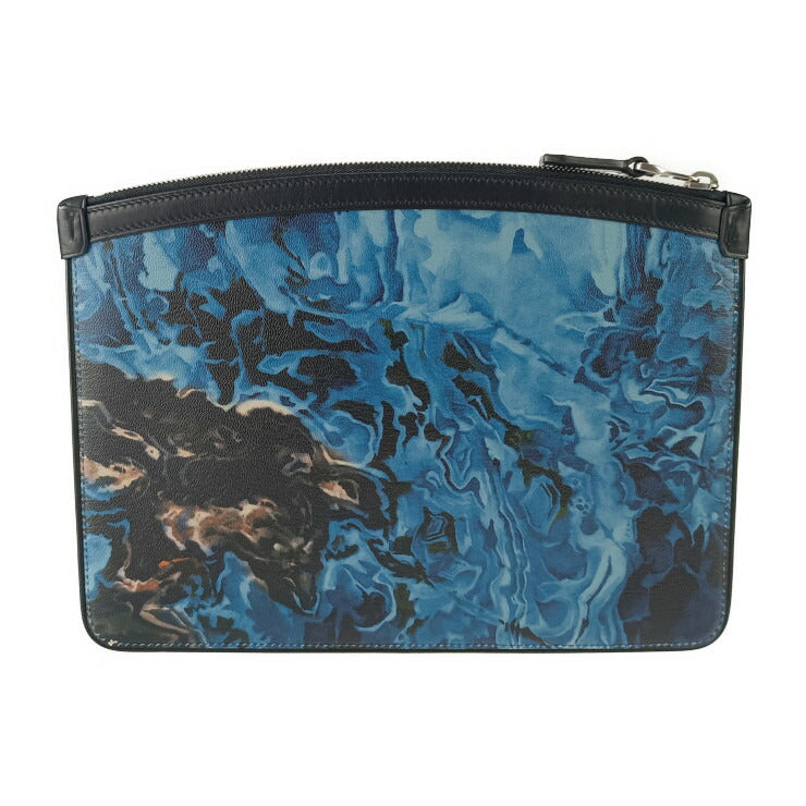 新品未使用展示品 dunhill ダンヒル クラッチバッグ デューク マーブル スモール ジップフォリオ DU19R3850MR472 ブルー レザー メンズ ポーチ セカンドバッグ