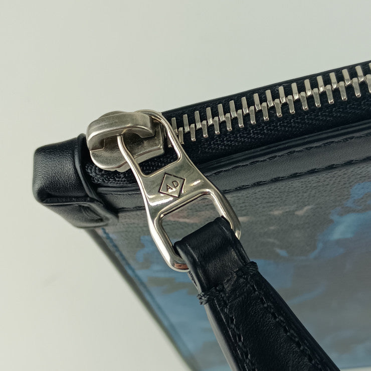 新品未使用展示品 dunhill ダンヒル クラッチバッグ デューク マーブル スモール ジップフォリオ DU19R3850MR472 ブルー レザー メンズ ポーチ セカンドバッグ