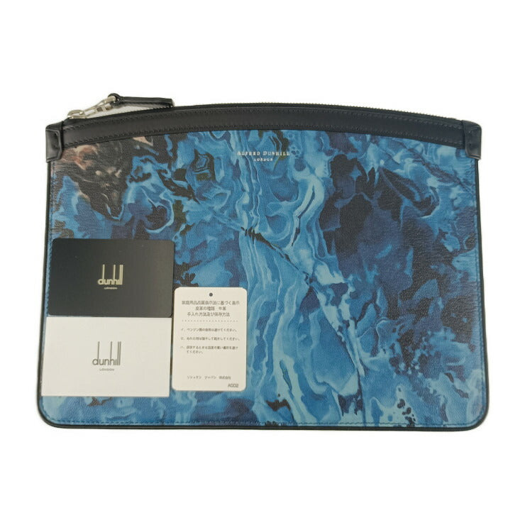 新品未使用展示品 dunhill ダンヒル クラッチバッグ デューク マーブル スモール ジップフォリオ DU19R3850MR472 ブルー レザー メンズ ポーチ セカンドバッグ