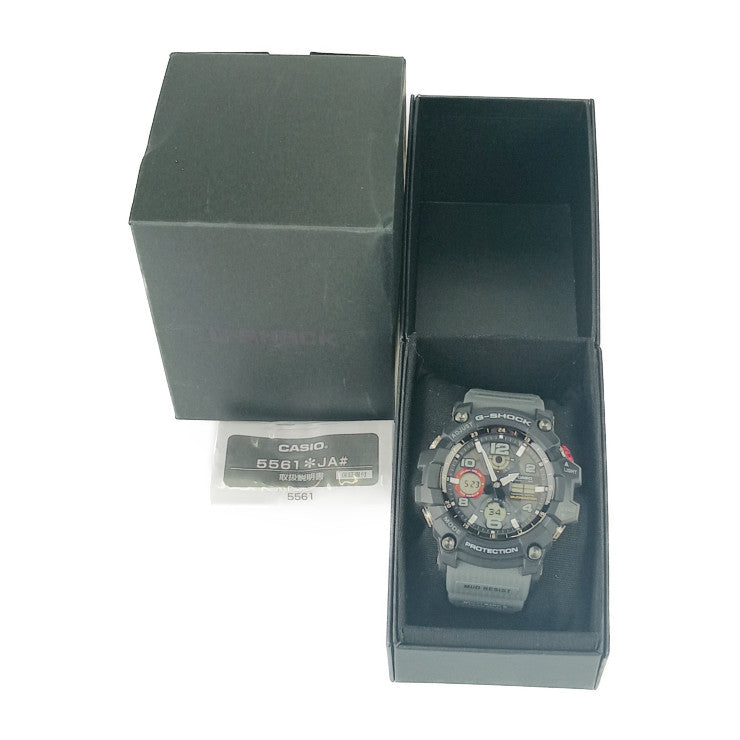 超美品 CASIO カシオ 腕時計 G-SHOCK MUDMASTER Gショック マッドマスター GWG-100-1A8JF ブラック 樹脂 ステンレス メンズ ソーラー電波 アナデジ