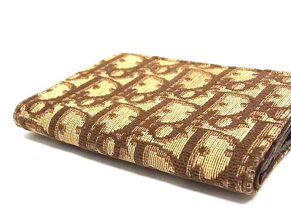 ChristianDior クリスチャンディオール 財布 トロッター - ブラウン キャンバス レディース 二つ折り がま口 シルバー金具