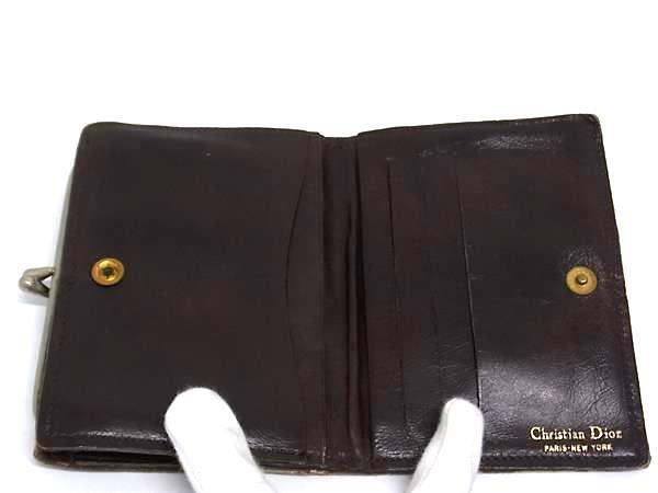 ChristianDior クリスチャンディオール 財布 トロッター - ブラウン キャンバス レディース 二つ折り がま口 シルバー金具