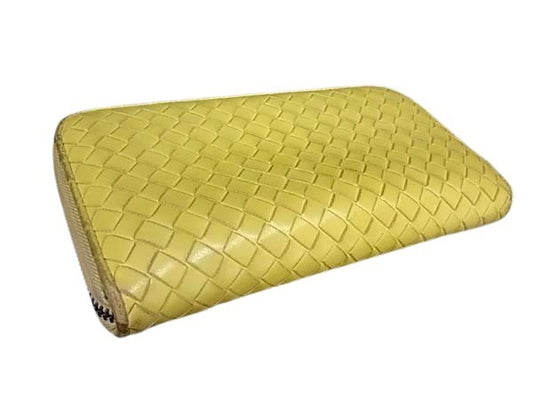 BOTTEGA VENETA ボッテガヴェネタ 財布 イントレチャート - イエロー レザー ユニセックス ラウンドファスナー 長財布