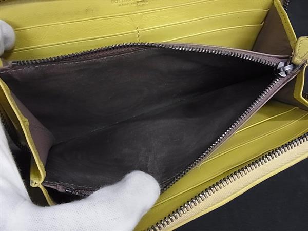 BOTTEGA VENETA ボッテガヴェネタ 財布 イントレチャート - イエロー レザー ユニセックス ラウンドファスナー 長財布