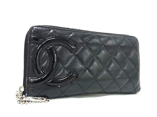 CHANEL シャネル 財布 カンボンライン A50078 ブラック レザー レディース ココマーク マトラッセ ラウンドファスナー 長財布 シルバー金具