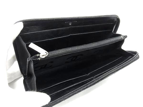 CHANEL シャネル 財布 カンボンライン A50078 ブラック レザー レディース ココマーク マトラッセ ラウンドファスナー 長財布 シルバー金具