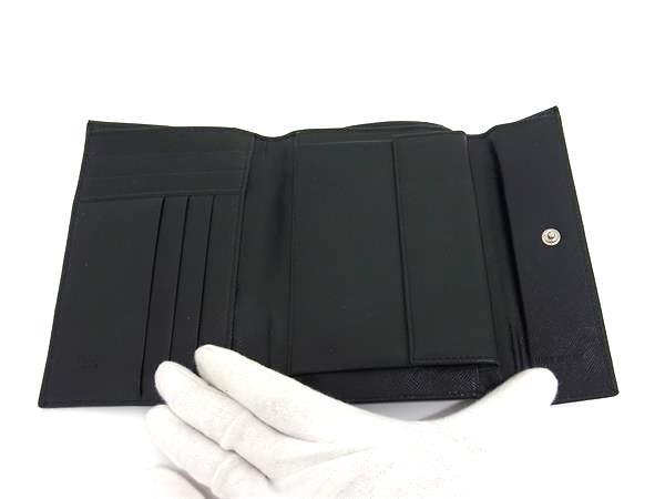 PRADA プラダ 財布 トライアングルロゴ M510 ブラック サフィアーノレザー レディース 三つ折り シルバー金具 三角ロゴマーク