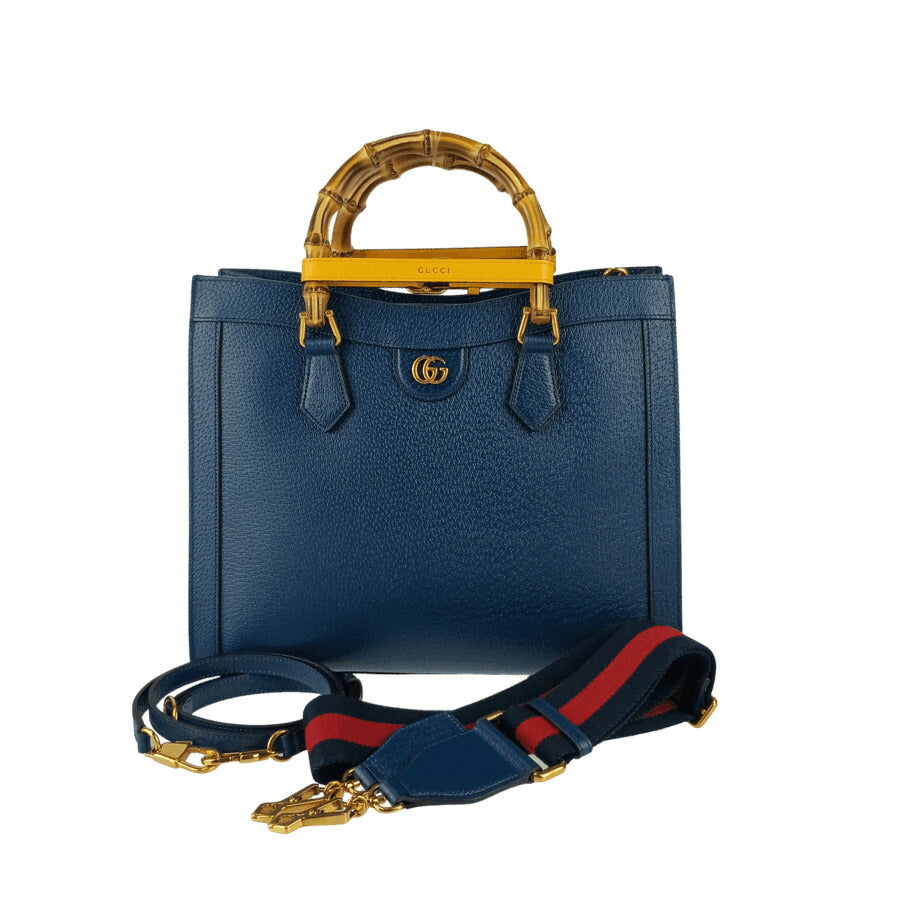 GUCCI グッチ トートバッグ ダイアナ ミディアム 678842 U3ZDT ロイヤルブルー レザー レディース 2WAY ショルダーバッグ ゴールド金具 超美品