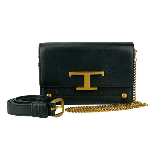 TOD'S トッズ ベルトバッグ タイムレス ミニ ショルダーバッグ XBWTSIRC000ROR ブラック レザー レディース 3WAY クラッチバッグ ゴールド金具 超美品