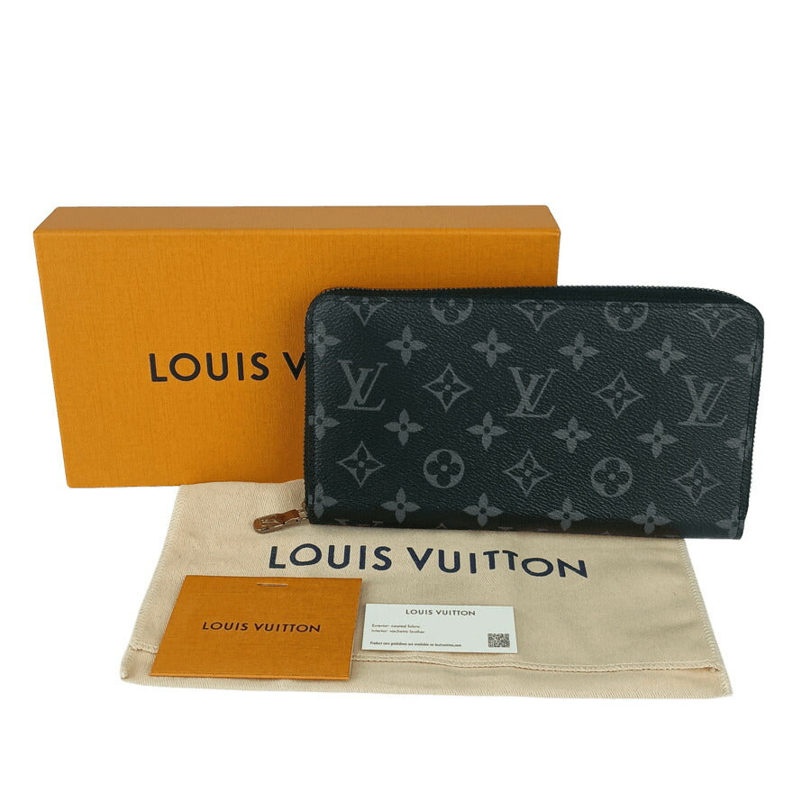 LOUIS VUITTON ルイヴィトン 長財布 モノグラム エクリプス ジッピー オーガナイザー NM M82081 ブラック グレー PVC レザー メンズ ラウンドファスナー シルバー金具 超美品
