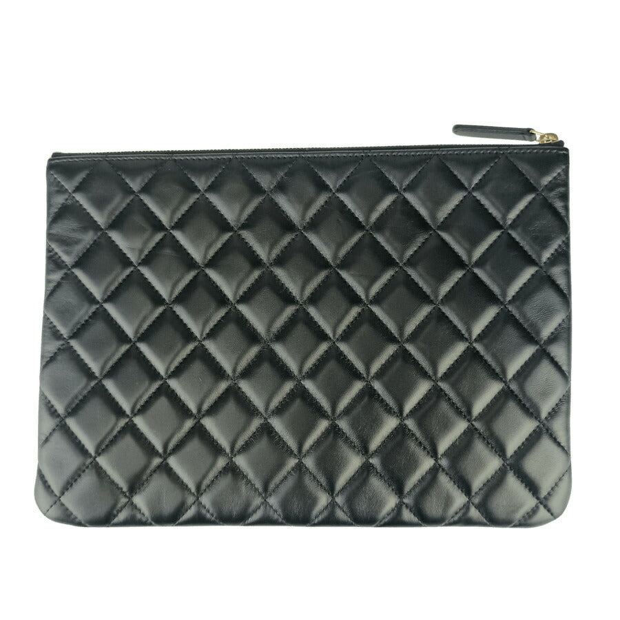 CHANEL シャネル セカンドバッグ カメリア ポーチ 82699 ブラック ネイビー ラムスキン ベロア レディース ココマーク マトラッセ キルティング ゴールド金具 超美品