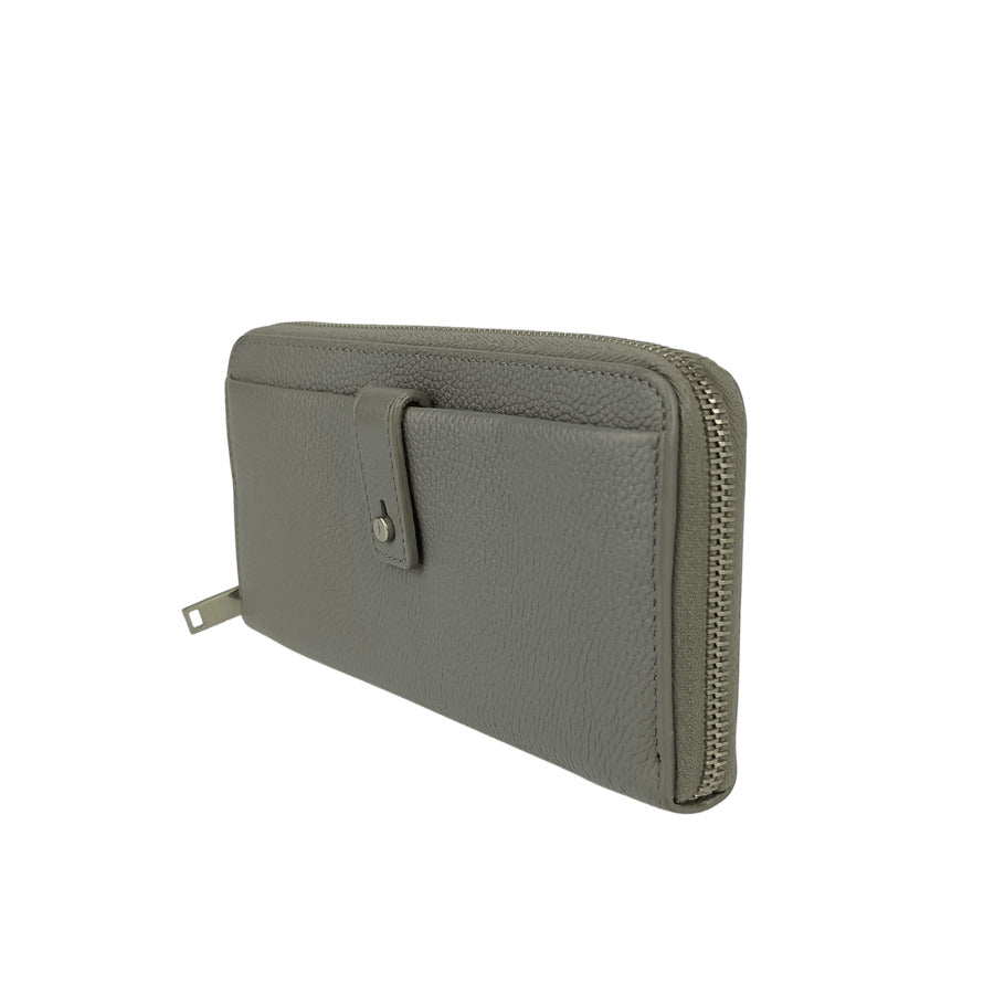 SAINT LAURENT PARIS サン ローラン パリ 財布 ラウンドファスナー 長財布 504988 DTI0E グレー系 カーフレザー ユニセックス シルバー金具 美品