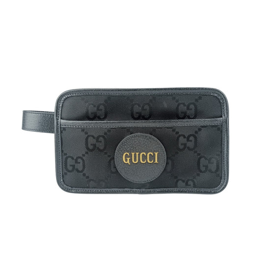 GUCCI グッチ セカンドバッグ オフ ザ グリッド クラッチバッグ 627475 ブラック ナイロンキャンバス×レザー メンズ ポーチ シルバー金具 超美品