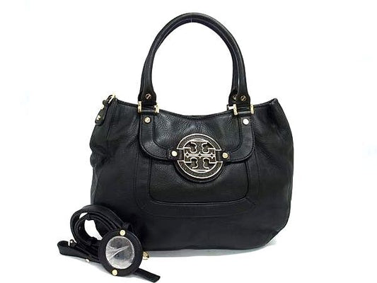 TORY BURCH トリーバーチ ハンドバッグ アマンダ - ブラック レザー レディース 2WAY ショルダーバッグ 美品