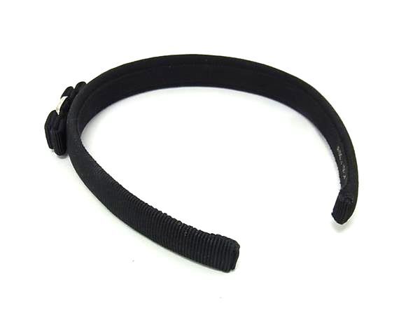 Salvatore Ferragamo サルバトーレ フェラガモ カチューシャ ヴァラリボン - ブラック キャンバス レディース シルバー金具 美品