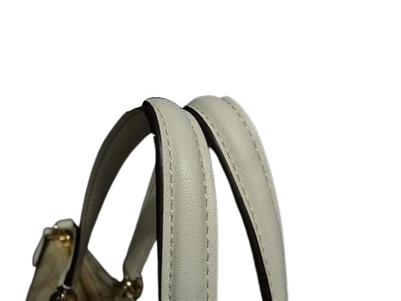 COACH コーチ ハンドバッグ ミニ クリスティー キャリーオール F36625 ベージュ系×アイボリー系 キャンバス×レザー レディース 2WAY ショルダーバッグ ゴールド金具 美品