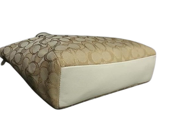 COACH コーチ ハンドバッグ ミニ クリスティー キャリーオール F36625 ベージュ系×アイボリー系 キャンバス×レザー レディース 2WAY ショルダーバッグ ゴールド金具 美品