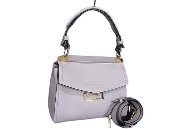 GIVENCHY ジバンシィ ショルダーバッグ ミスティック グレージュ レザー レディース 2WAY ゴールド金具 美品