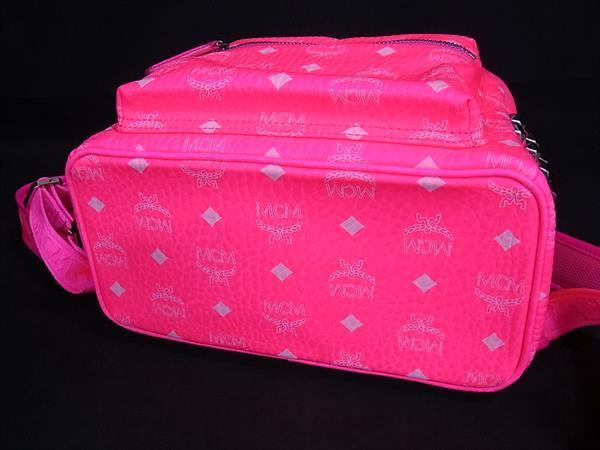 MCM エムシーエム リュックサック ヴィセトス MMK9AVE56QP001 ピンク レザー レディース スタッズ シルバー金具 美品