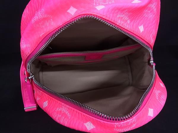 MCM エムシーエム リュックサック ヴィセトス MMK9AVE56QP001 ピンク レザー レディース スタッズ シルバー金具 美品