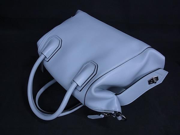 GIVENCHY ジバンシィ ハンドバッグ アンティゴナ ソフト スモール ライトブルー レザー レディース 2WAY シルバー金具 美品