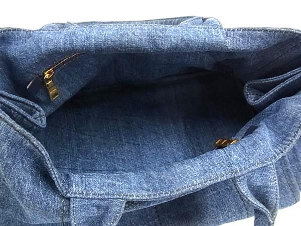 PRADA プラダ ハンドバッグ カナパ B1872B ネイビー デニム レディース 白タグ 三角ロゴマーク トライアングルロゴ