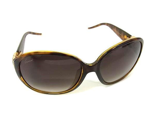GUCCI グッチ サングラス インターロッキングG GG 3530/F/S ブラウン プラスチック ユニセックス べっ甲調 ハート ラインストーン 美品