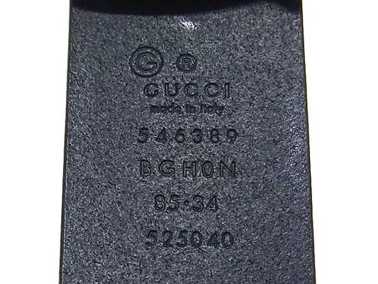GUCCI グッチ ベルト インターロッキングG 546389 ブラック レザー メンズ シルバー金具 美品