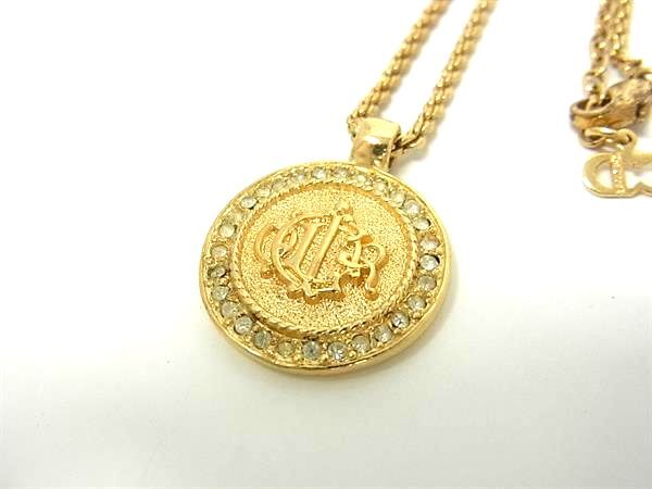 ChristianDior ディオール ネックレス ゴールド メタル レディース ラインストーン