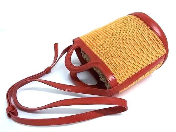 MARNI マルニ ハンドバッグ トロピカリア スモールバスケット オレンジ系 コットン ナイロン レザー レディース 2WAY 美品