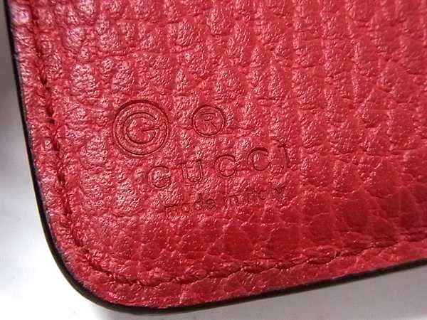 GUCCI グッチ 財布 インターロッキングG 449397 レッド レザー レディース ラウンドファスナー 三つ折り 長財布 美品
