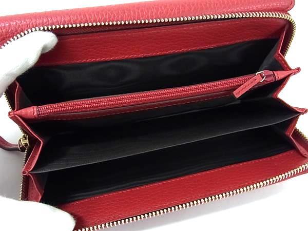GUCCI グッチ 財布 インターロッキングG 449397 レッド レザー レディース ラウンドファスナー 三つ折り 長財布 美品