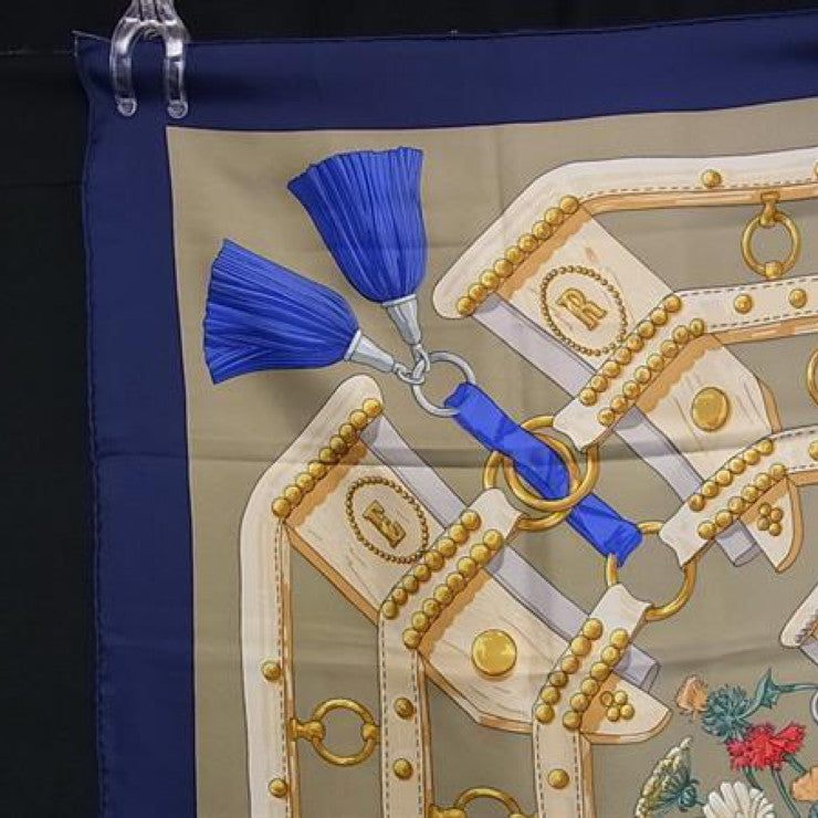 HERMES エルメス スカーフ カレ90 マルチカラー シルク100% レディース aux champs フィールドへ 美品