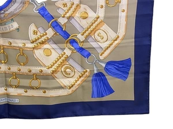 HERMES エルメス スカーフ カレ90 マルチカラー シルク100% レディース aux champs フィールドへ 美品