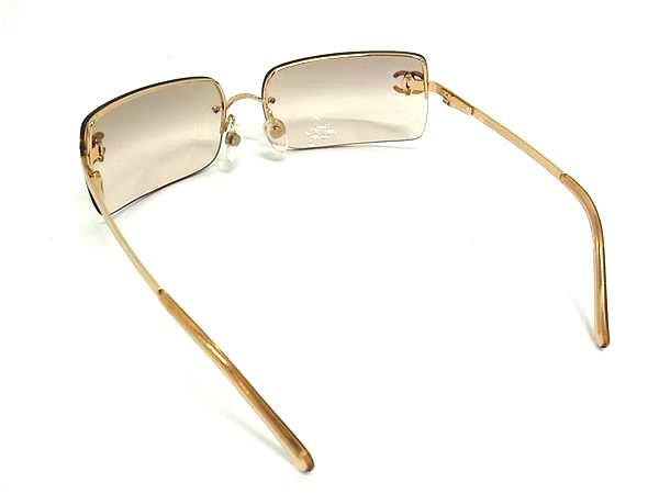 CHANEL シャネル サングラス ココマーク 4104B ゴールド クリアベージュ メタル レディース ラインストーン 美品