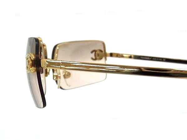CHANEL シャネル サングラス ココマーク 4104B ゴールド クリアベージュ メタル レディース ラインストーン 美品