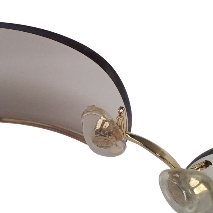 CHANEL シャネル サングラス ココマーク 4104B ゴールド クリアベージュ メタル レディース ラインストーン 美品