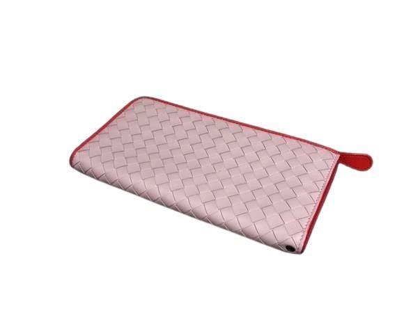 BOTTEGA VENETA ボッテガヴェネタ 財布 イントレチャート ライトピンク レッド レザー レディース L字ファスナー 長財布 超美品