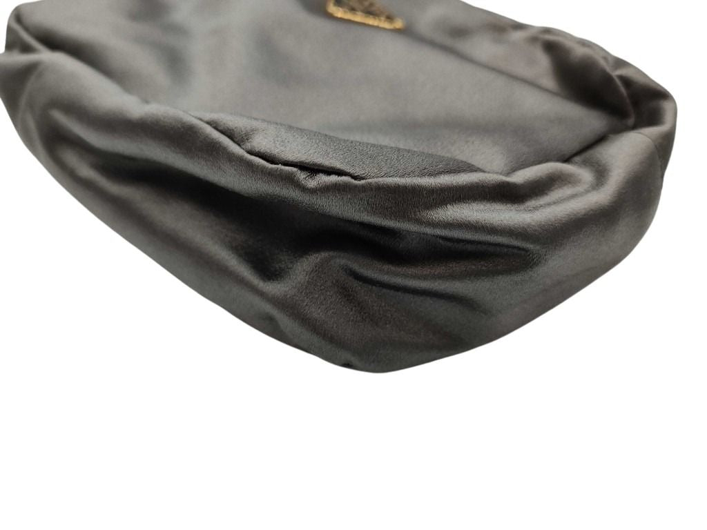 PRADA プラダ ポーチ トライアングルロゴ 1N0021 グレーメタリック キャンバス レディース 三角ロゴ 美品