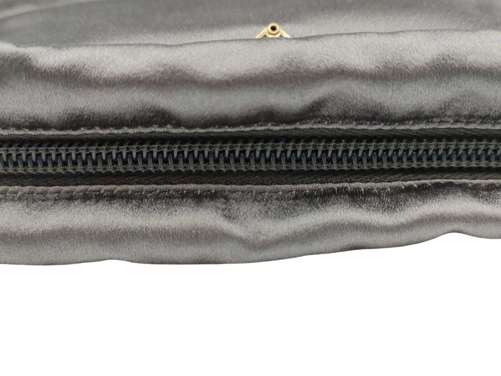 PRADA プラダ ポーチ トライアングルロゴ 1N0021 グレーメタリック キャンバス レディース 三角ロゴ 美品