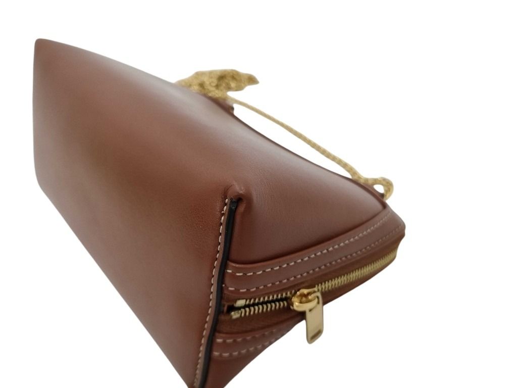 CELINE セリーヌ ショルダーバッグ キュイル トリオンフ チェーン付きクラッチ 10E383 ブラウン レザー レディース チェーン ゴールド金具 新古未使用展示品