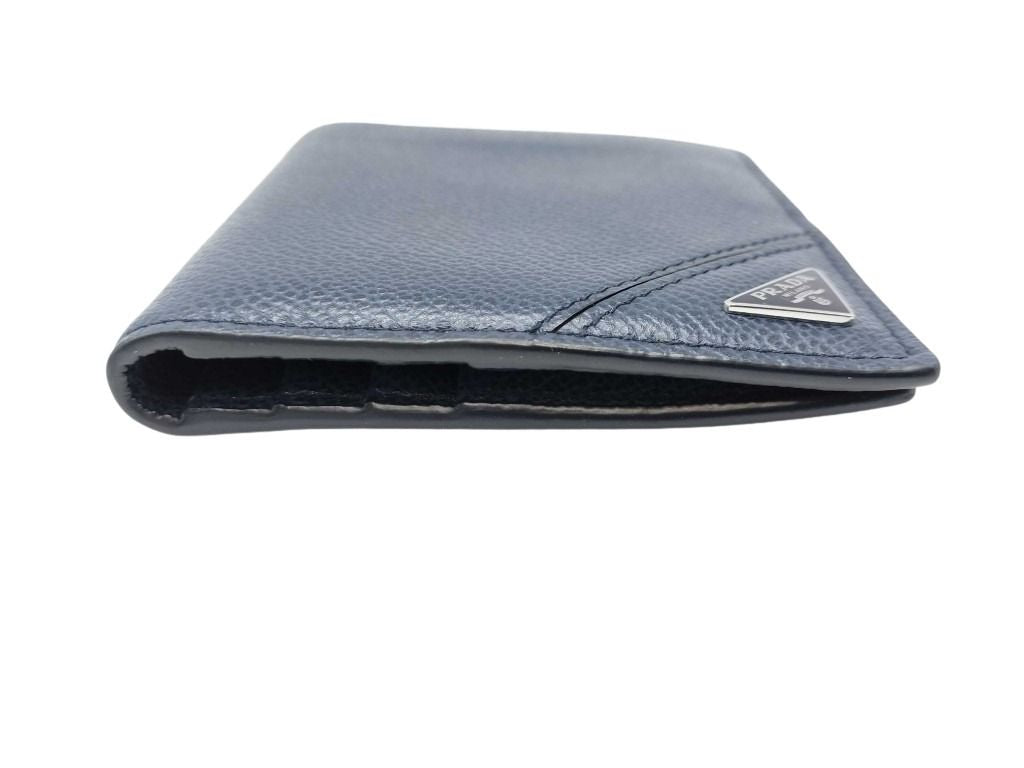 PRADA プラダ 財布 トライアングルロゴ 2MO004 ブラック レザー メンズ 二つ折り財布 三角ロゴ 美品